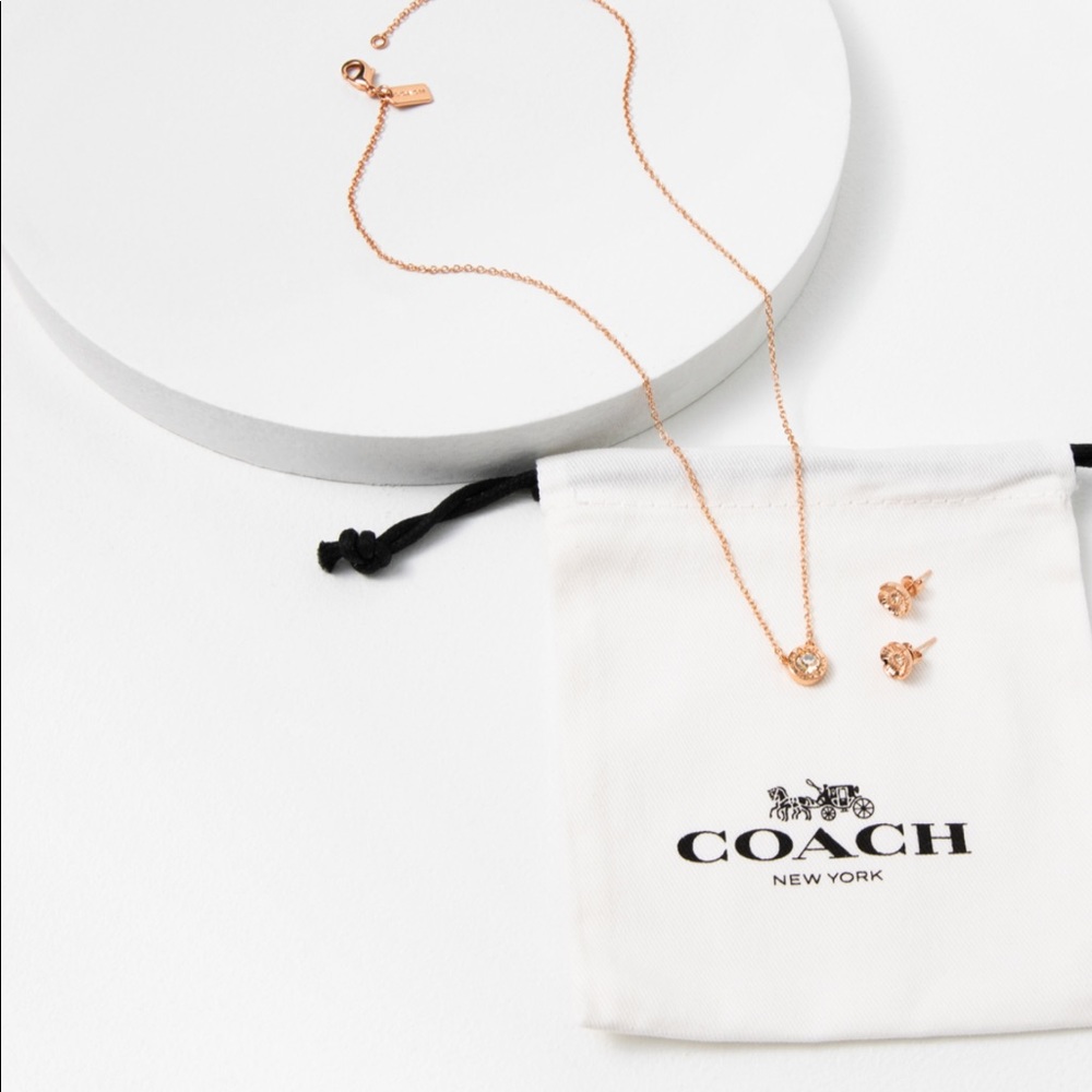 Coach Open Circle Necklace and Stud Earring Set - Picture 8 of 13
